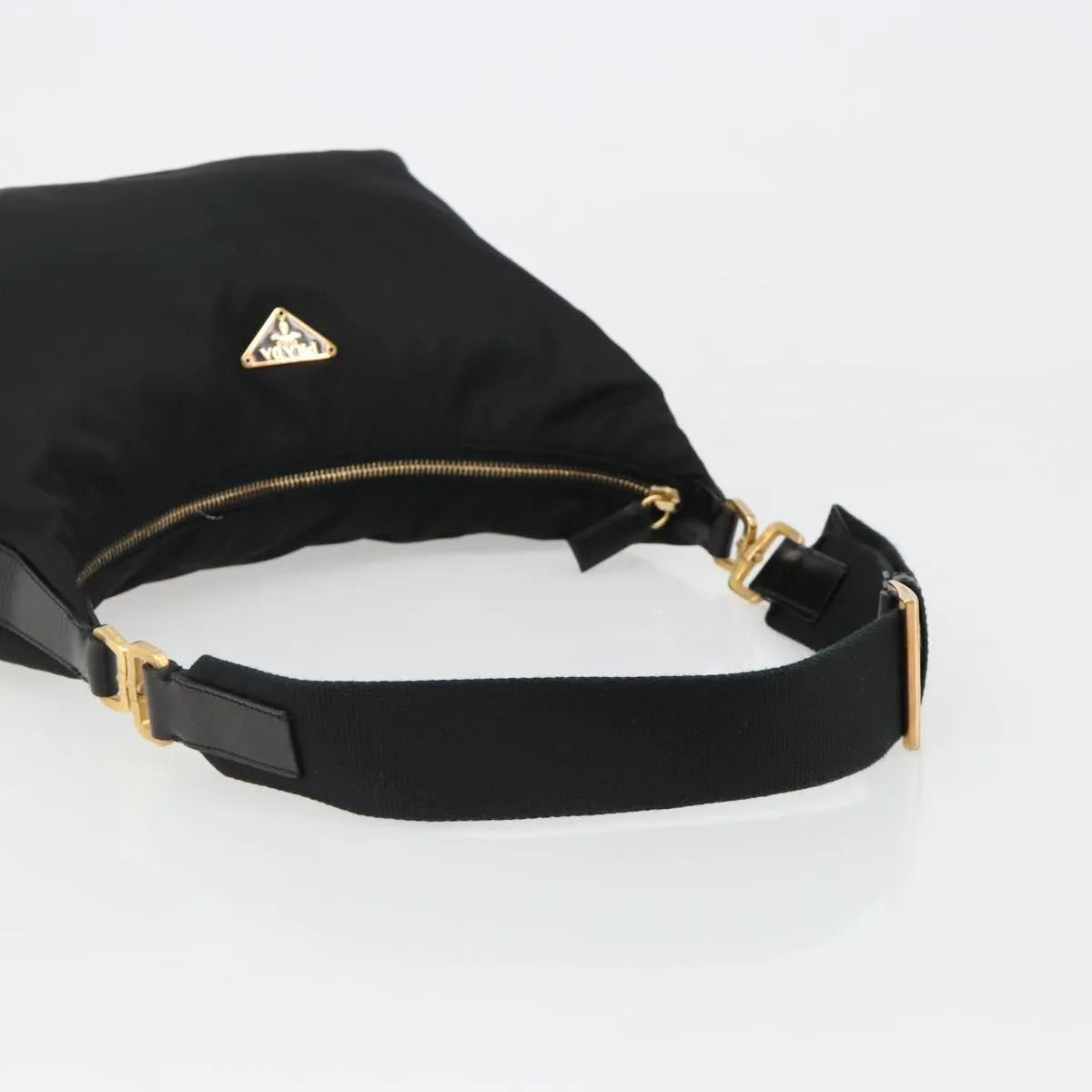 Prada Shoulder Python, Black, Nylon, Shoulder Bag