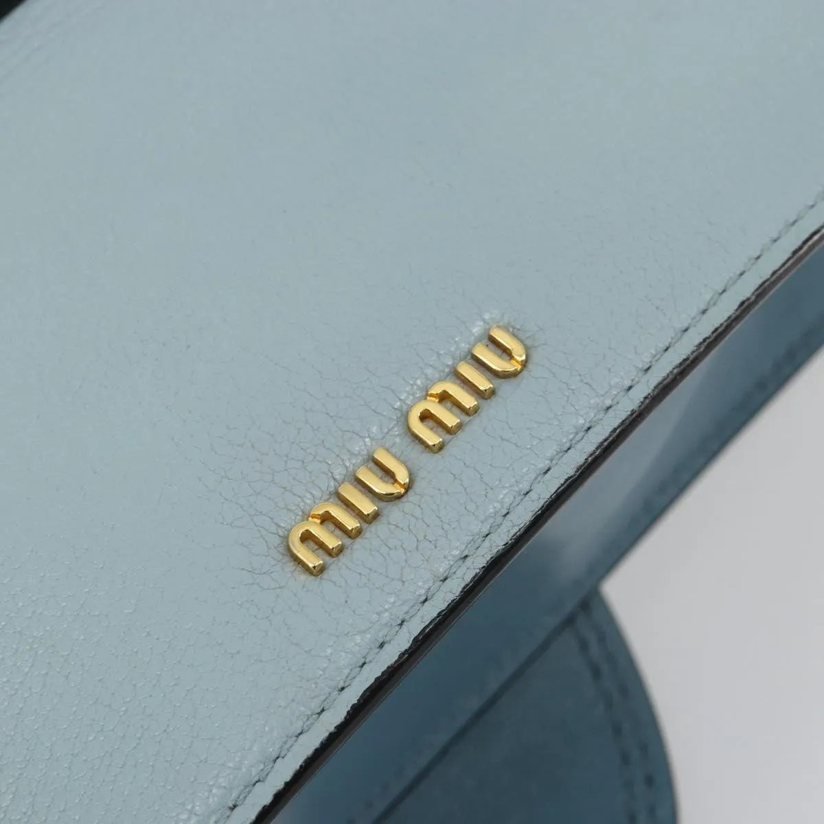 Miu Miu Madras Crystal Buckle Leather, Blue, Leather, Shoulder Bag