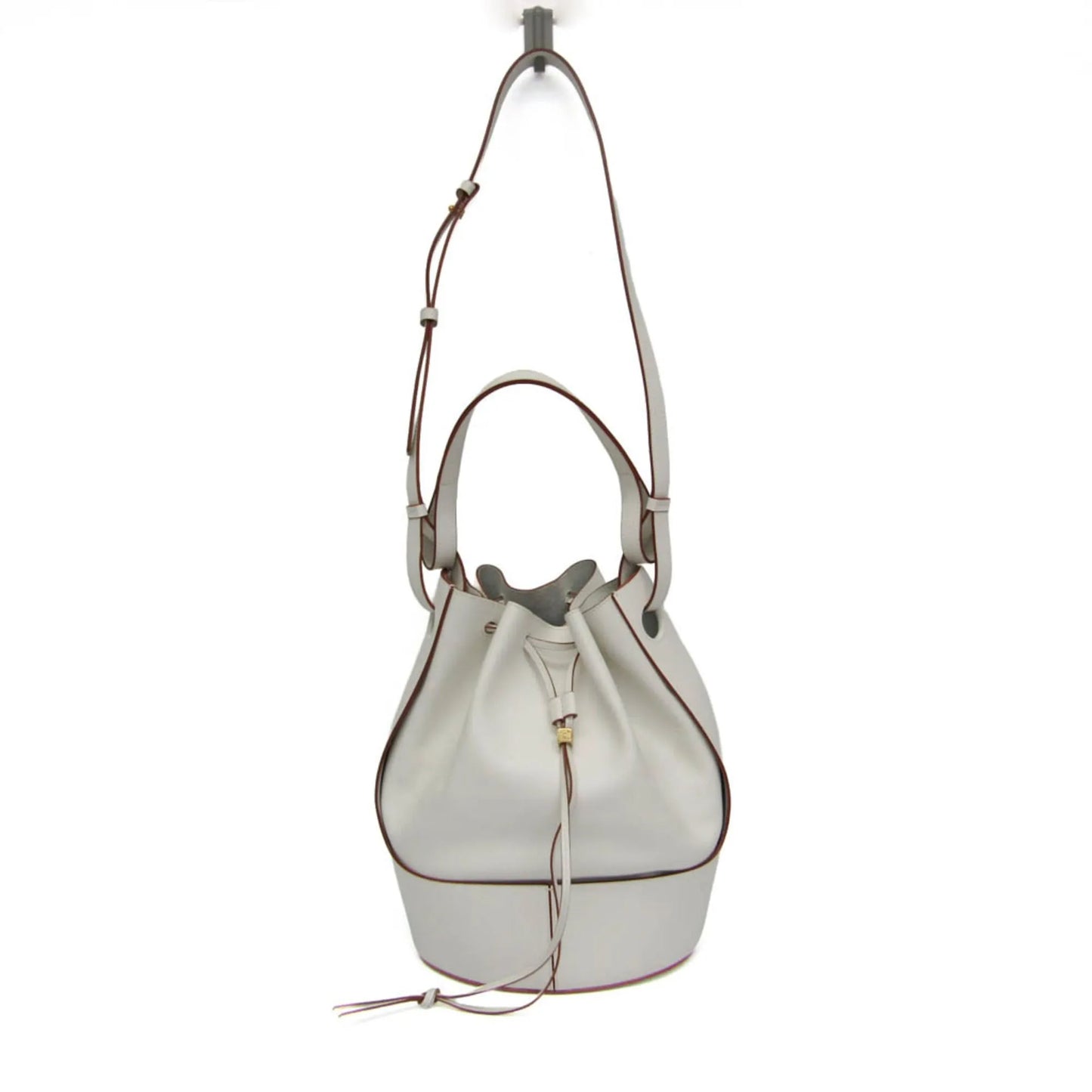 Loewe Balloon Bucket Leather, White, Leather, Handbag