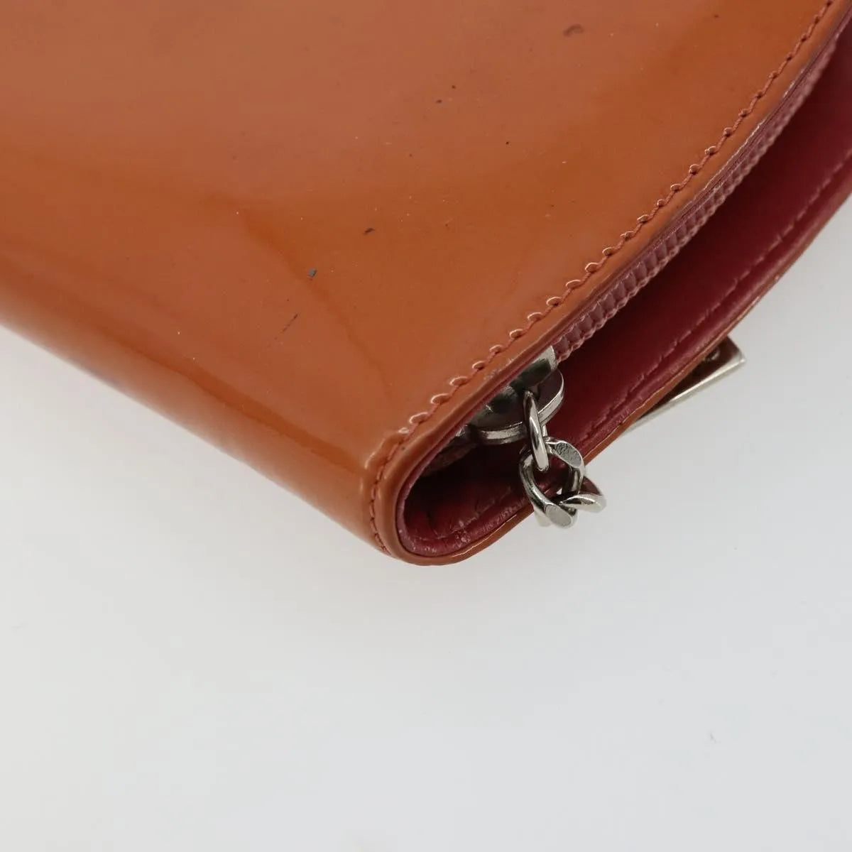 Chanel CC Logo Zip Around Patent, Orange, Patent Leather, Wallet