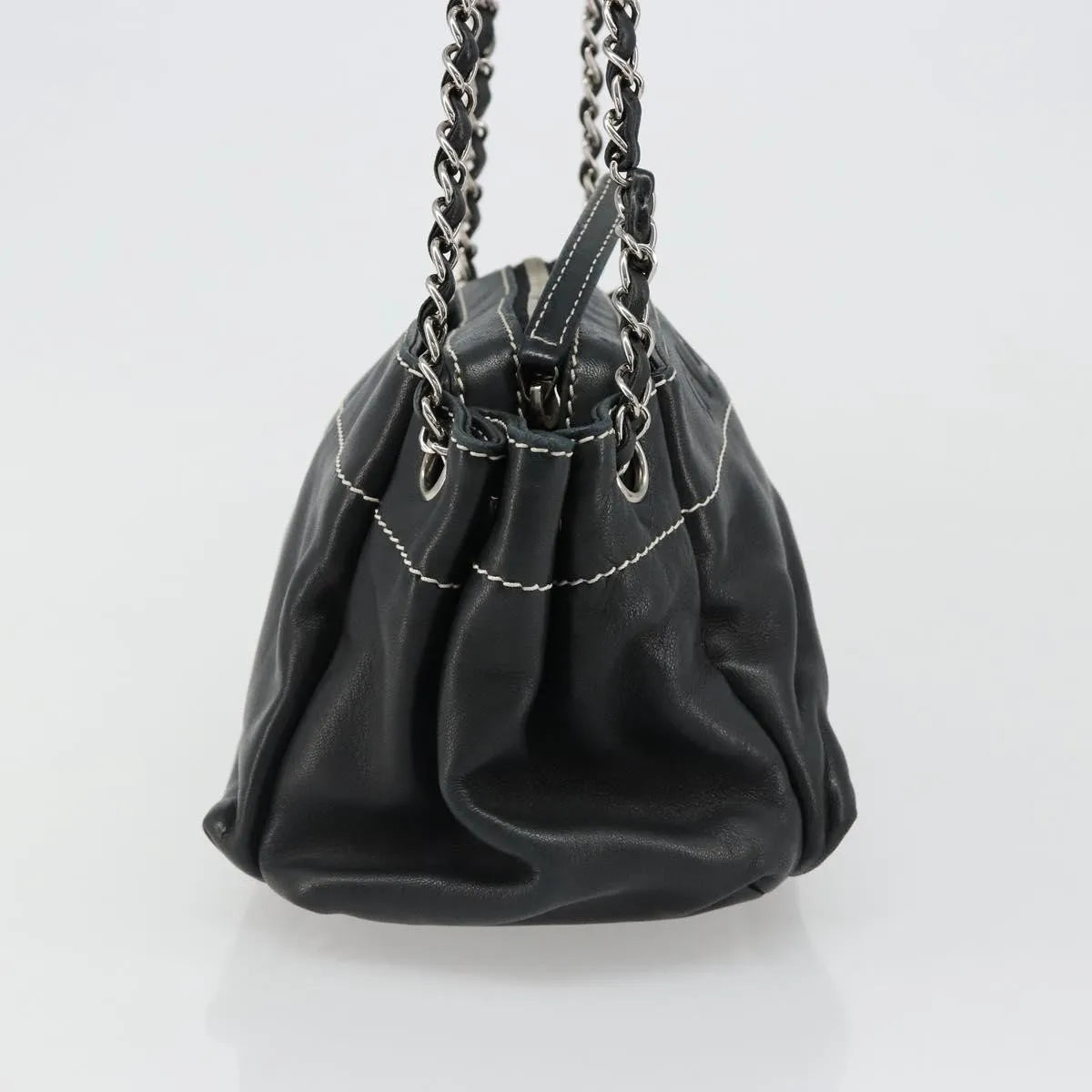 Chanel CC Shoulder Bag Leather, Black, Leather, Handbag