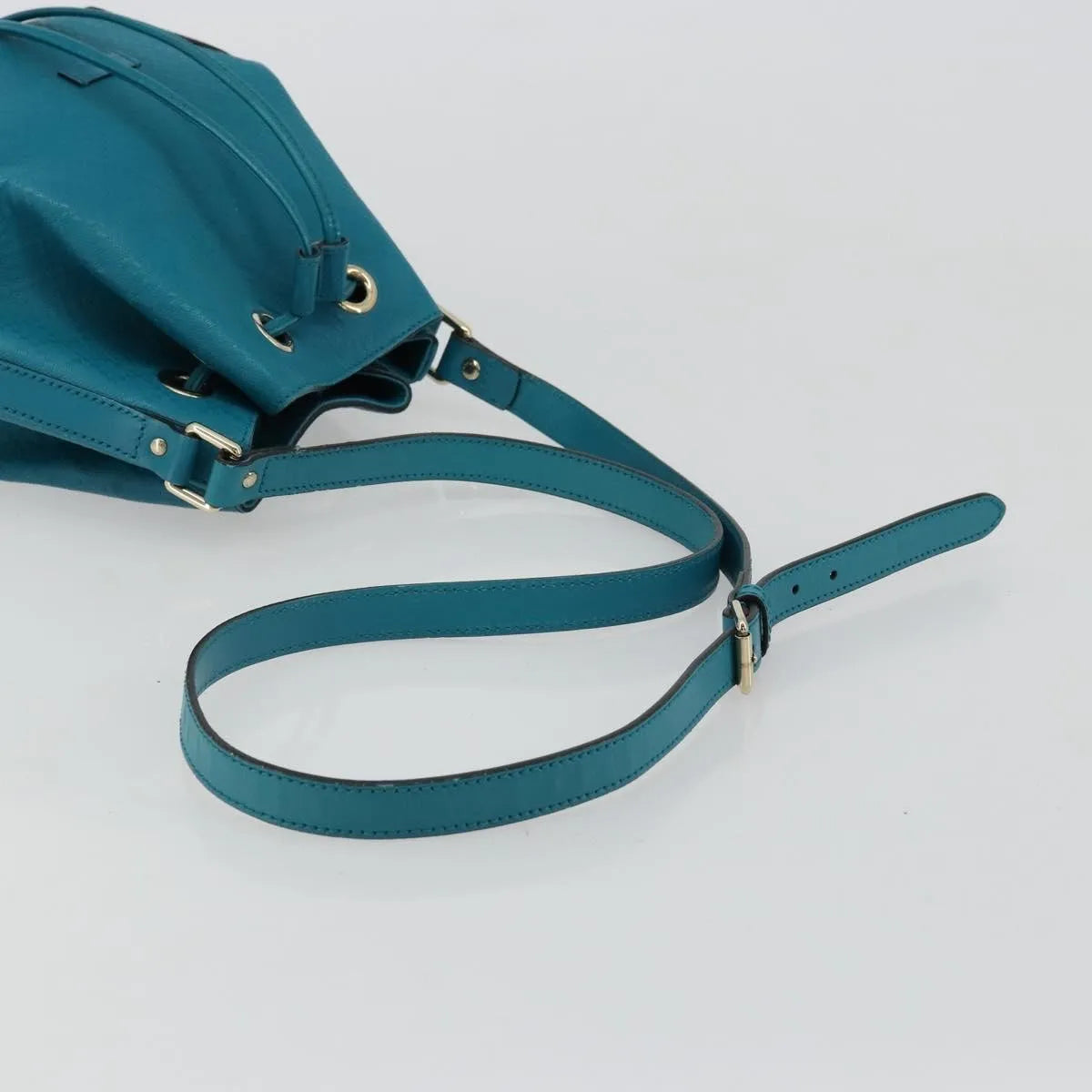 Gucci Bright Bucket Diamante Leather, Blue, Leather, Shoulder Bag