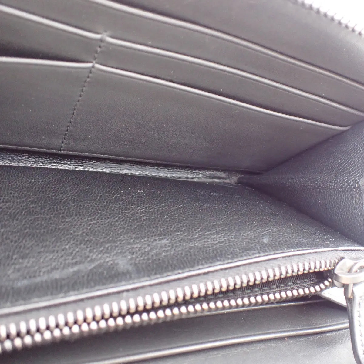 Bottega Veneta Intrecciato Long Zip Leather, Black, Leather, Wallet