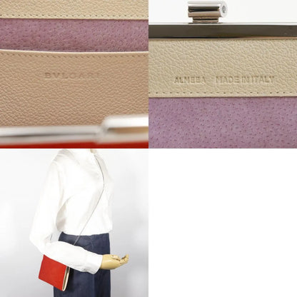 Bvlgari Chain Leather, Red, Leather, Shoulder Bag