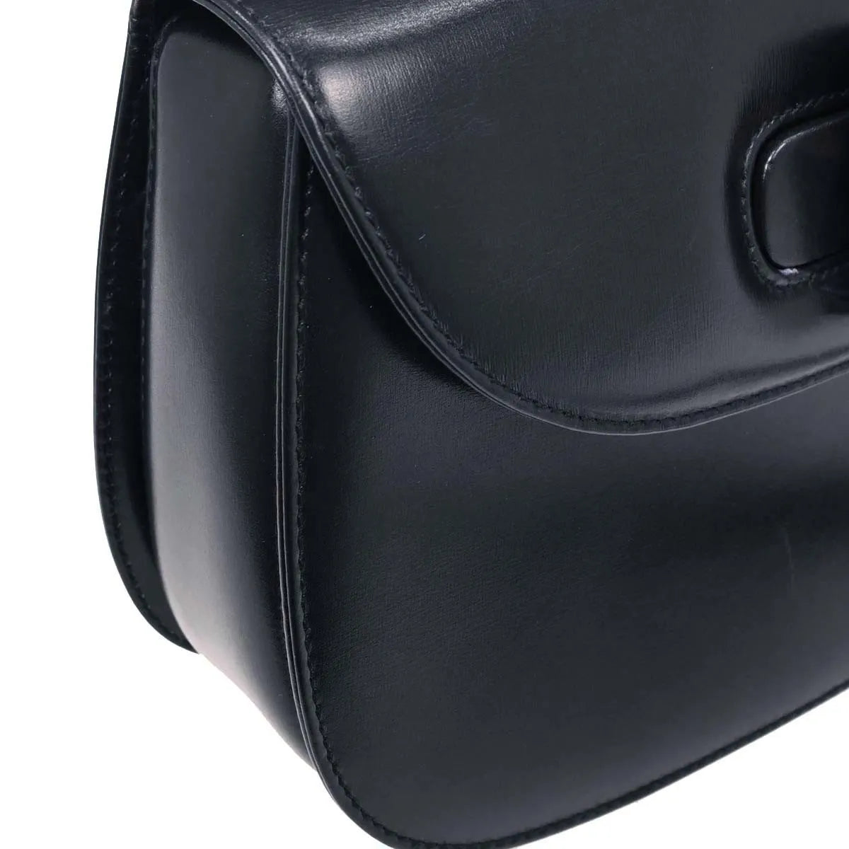 Gucci Vintage Convertible Bamboo Top Handle Leather, Navy, Leather, Handbag