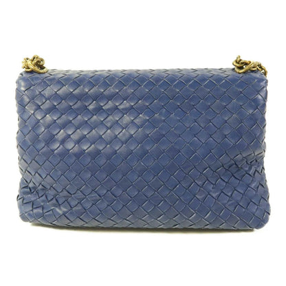 Bottega Veneta Olimpia Intrecciato Microstuds Lambskin, Blue, Leather, Handbag
