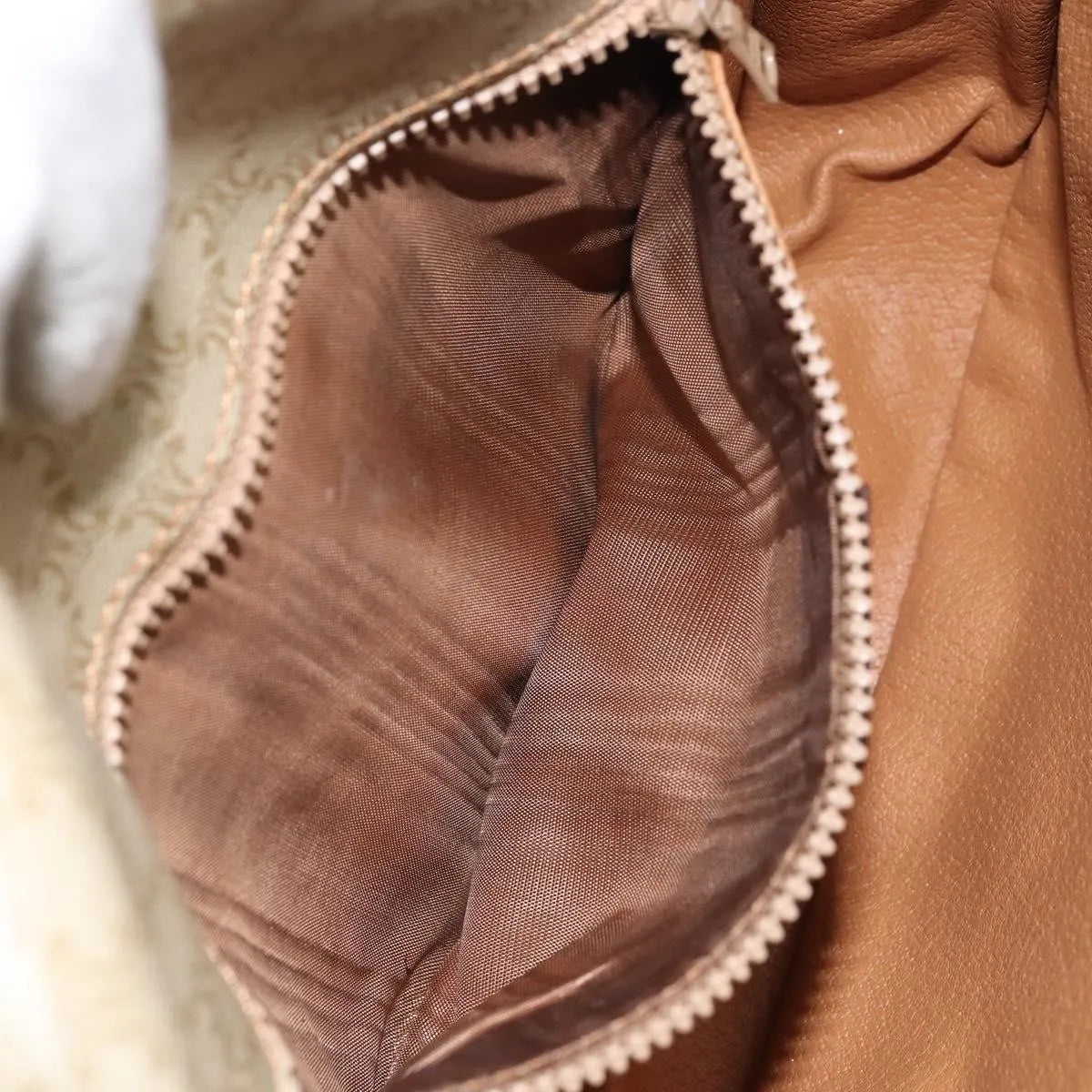 Celine Vintage Macadam Canvas and Leather, Beige, Canvas, Shoulder Bag