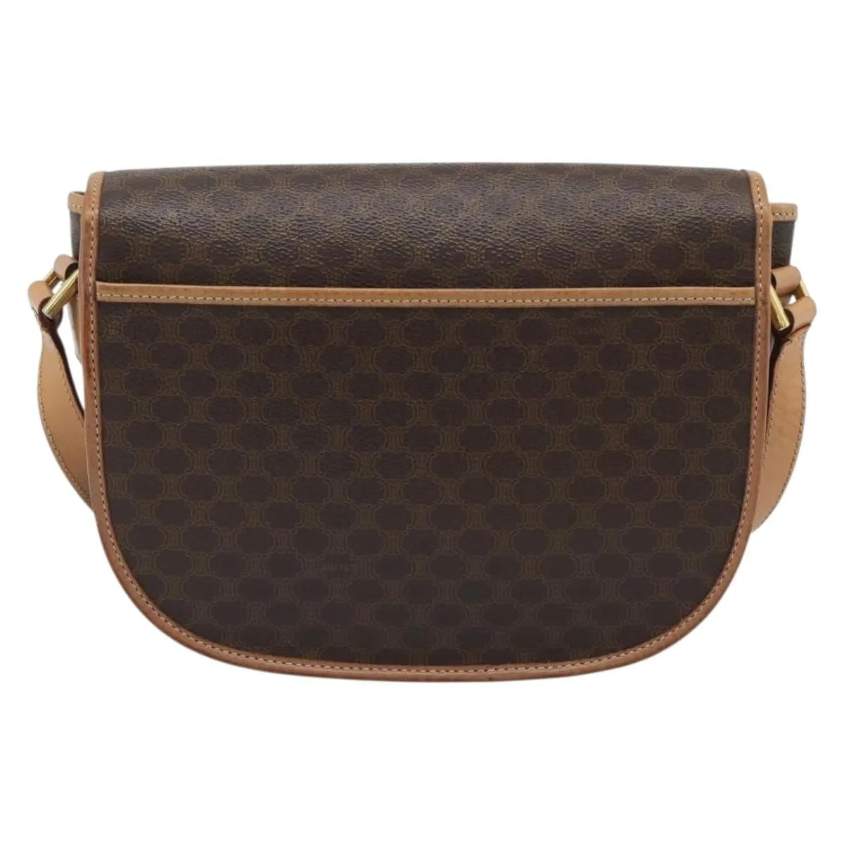 Celine Vintage Macadam Canvas and Leather, Brown, Canvas, Shoulder Bag