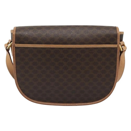 Celine Vintage Macadam Canvas and Leather, Brown, Canvas, Shoulder Bag