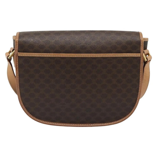 Celine Vintage Macadam Canvas and Leather, Brown, Canvas, Shoulder Bag