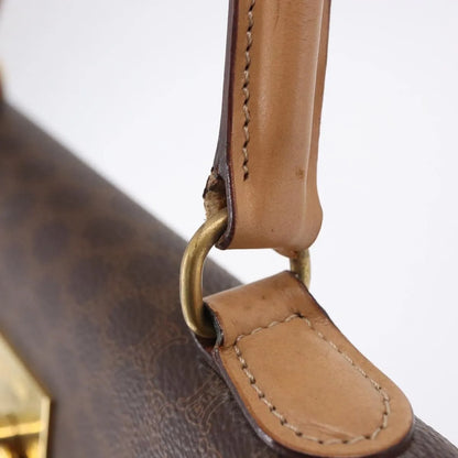 Celine Vintage Macadam Canvas and Leather, Brown, Canvas, Handbag