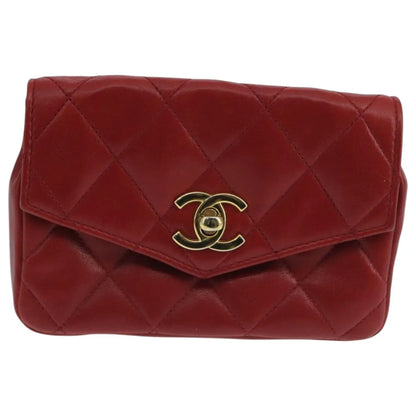 Chanel Vintage CC Flap Waist Quilted Leather, Red, Leather, Clutch