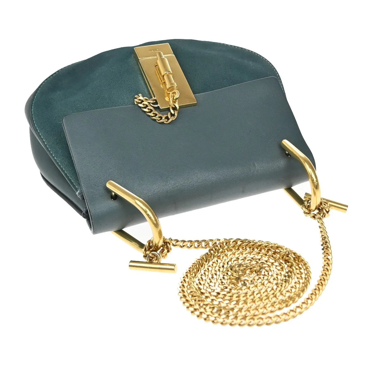 Chloe Drew Leather and Suede, Blue, Suede, Shoulder Bag
