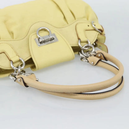 Salvatore Ferragamo Gancini Leather, Yellow, Leather, Handbag