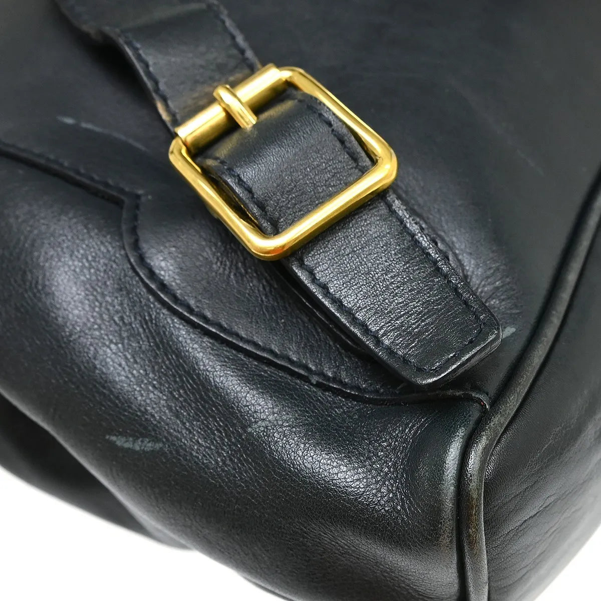 Gucci Vintage Bamboo Leather, Black, Leather, Backpack