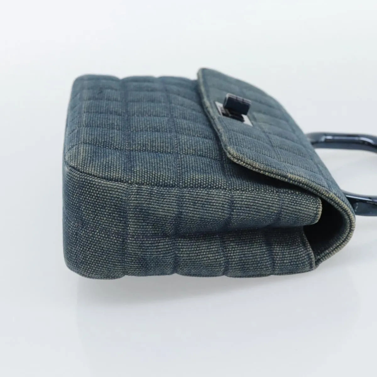 Chanel Chocolate Bar Mademoiselle Top Handle Quilted Denim, Blue, Canvas, Handbag