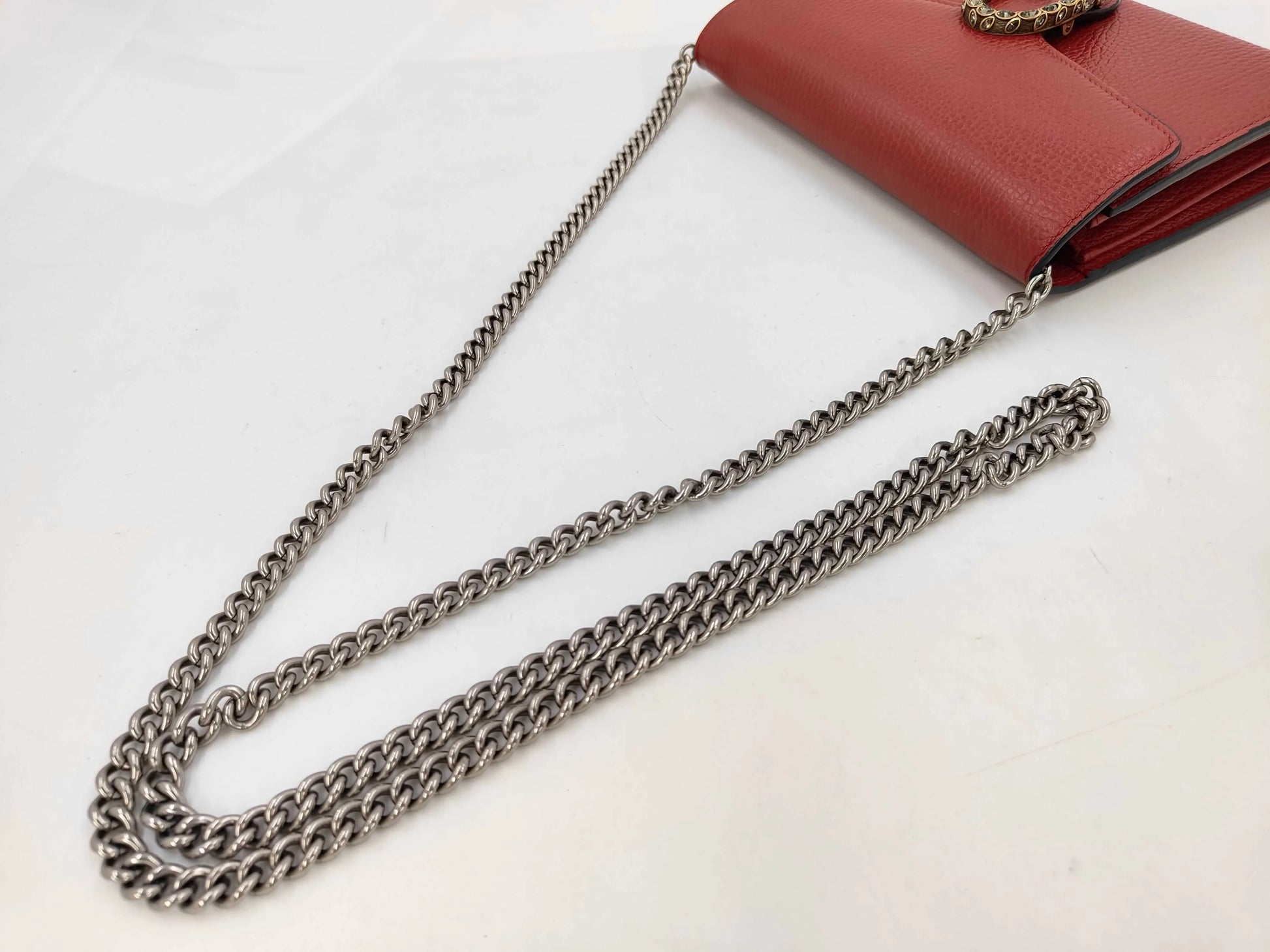Gucci Dionysus chain Leather, Red, Leather, Wallet