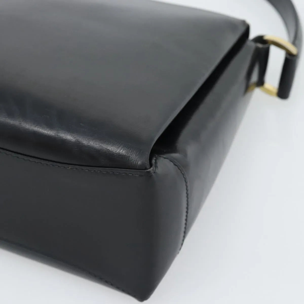 Gucci Vintage Convertible Box Leather, Black, Leather, Handbag