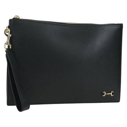 Gucci Horsebit 1955 GG Canvas and white leather, Black, Leather, Clutch