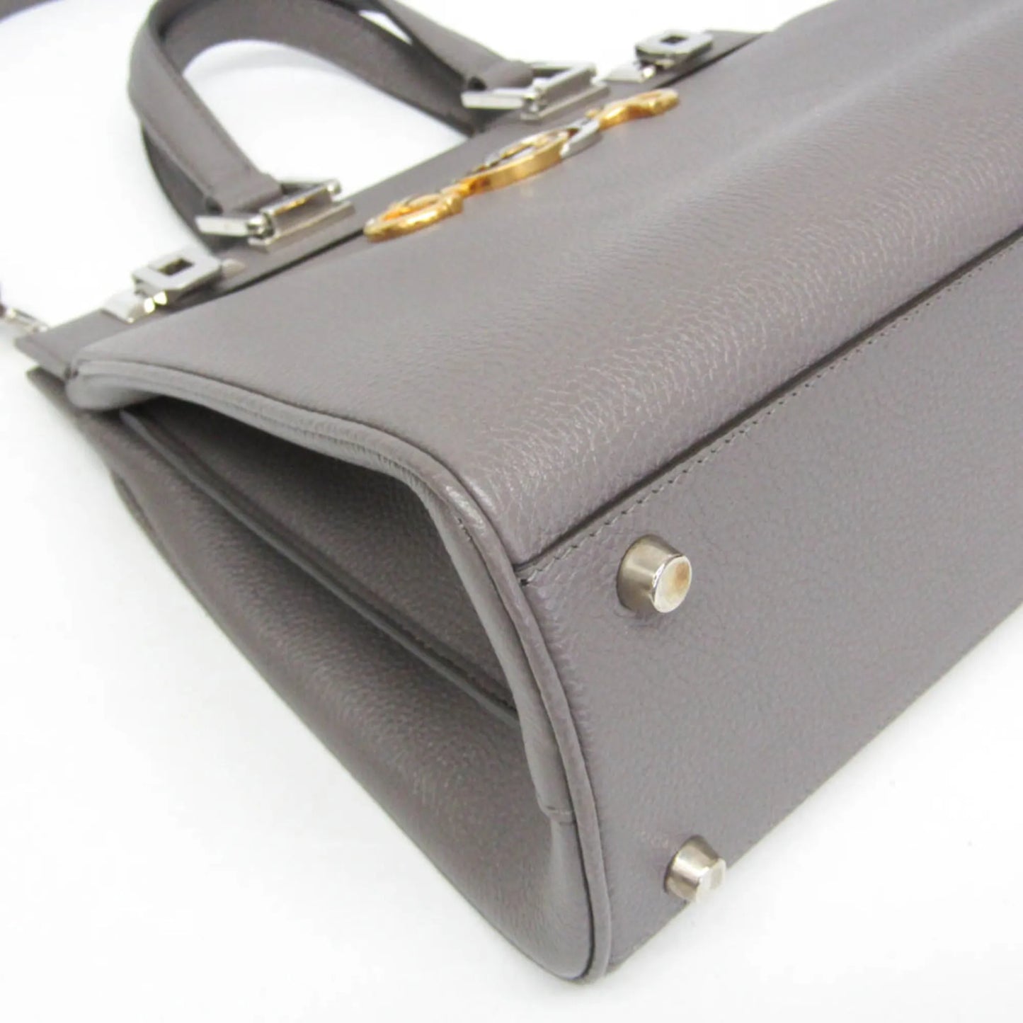 Gucci Zumi Top Handle Leather, Gray, Leather, Handbag