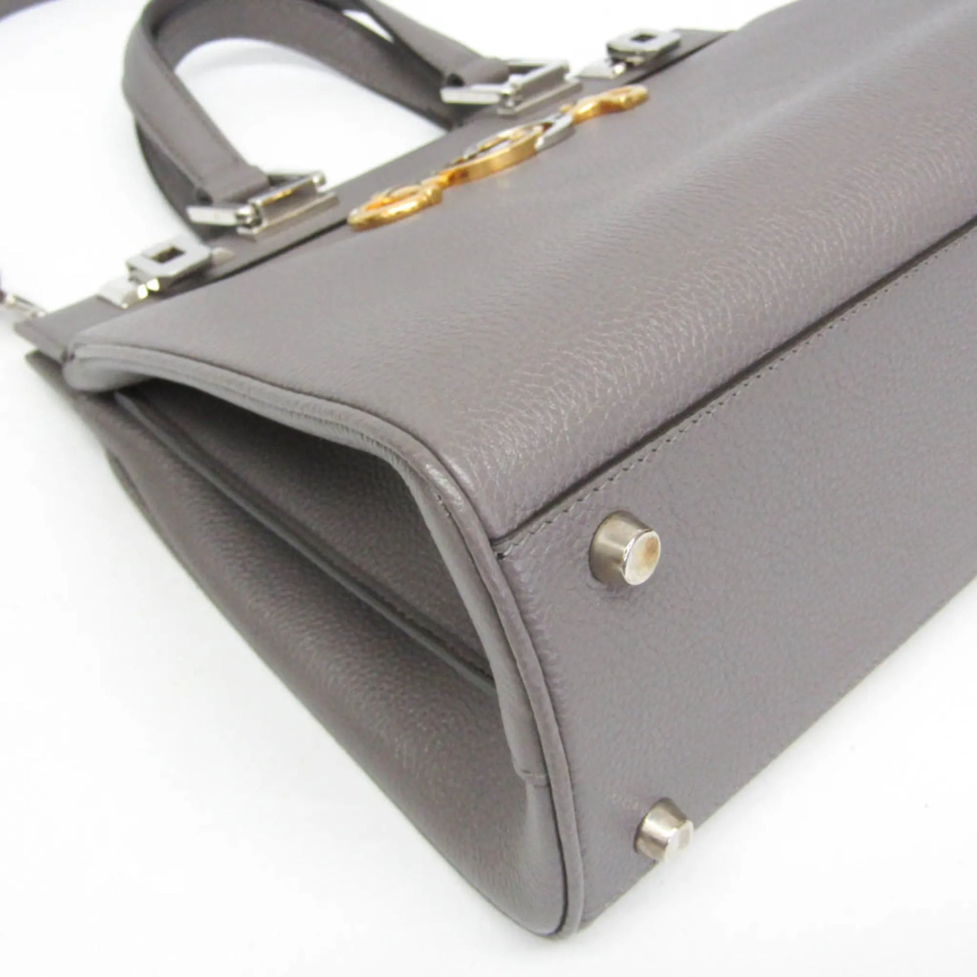 Gucci Zumi Top Handle Leather, Gray, Leather, Handbag