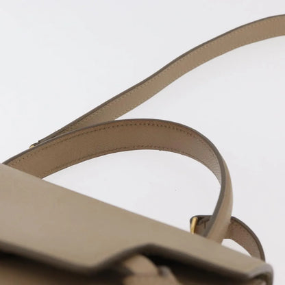 Celine Belt Calfskin, Beige, Leather, Handbag
