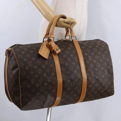 Louis Vuitton Keepall Bandoulière Monogram, Brown, Canvas, Travel Bag