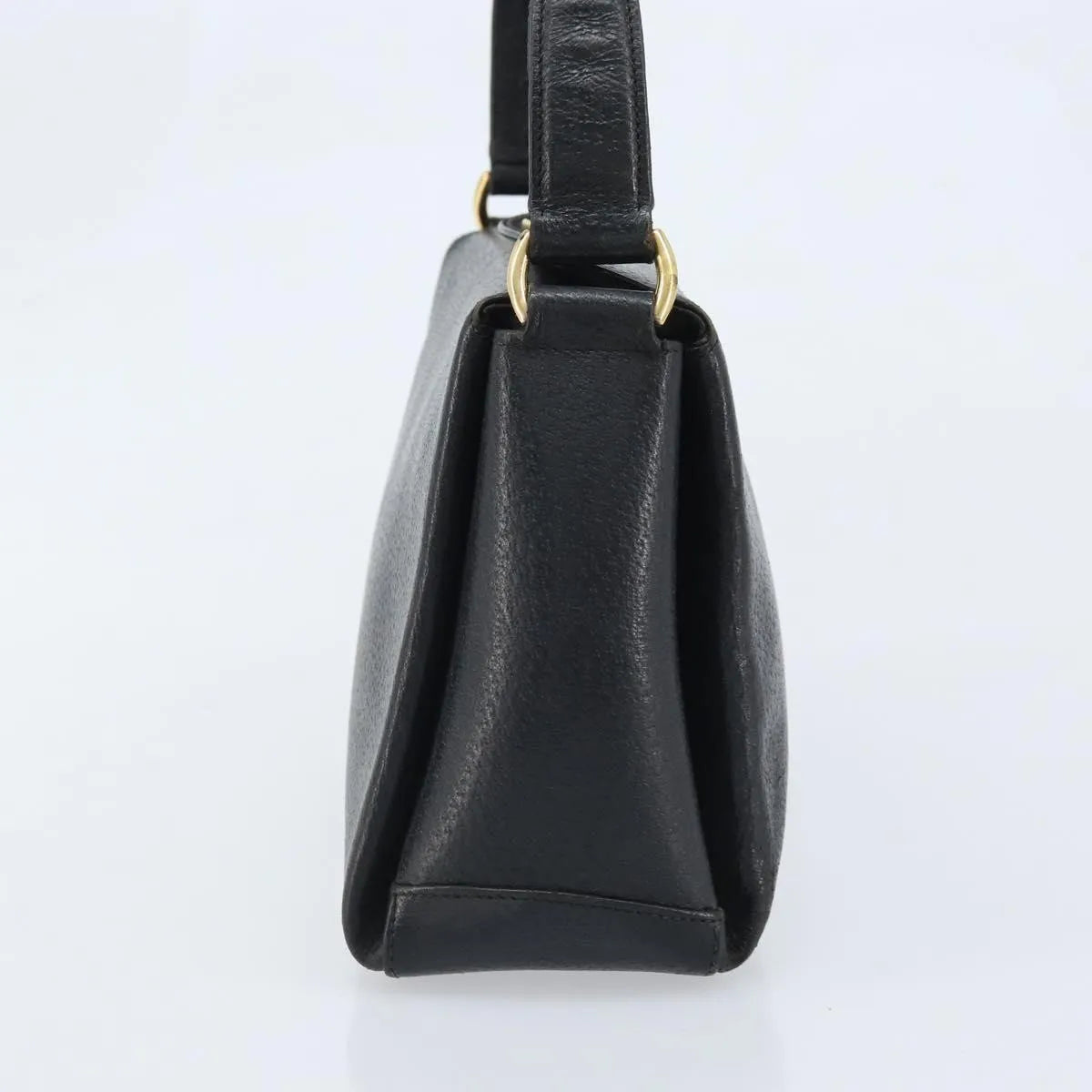 Gucci Vintage Convertible Bamboo Box Leather, Black, Leather, Handbag