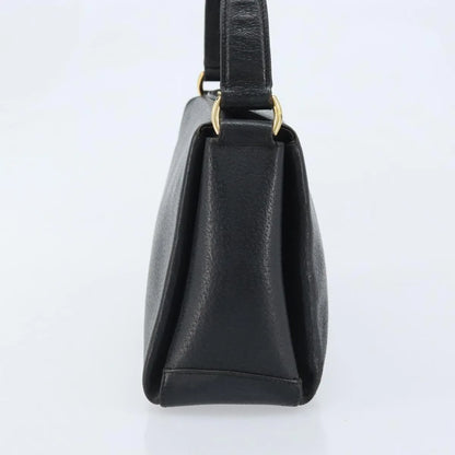 Gucci Vintage Convertible Bamboo Box Leather, Black, Leather, Handbag