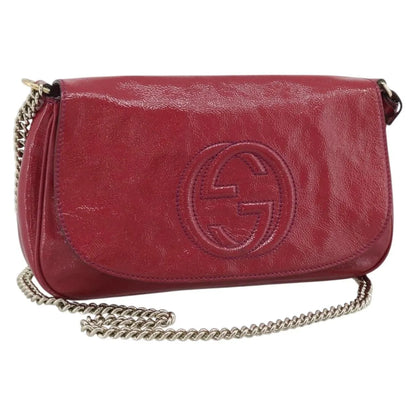 Gucci Soho Chain Patent, Pink, Patent Leather, Shoulder Bag