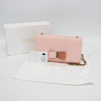 Chloe Bow Detail Wallet on Chain Leather, Pink, Leather, Clutch