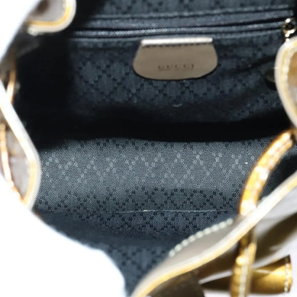 Gucci Vintage Bamboo Patent, Gold, Patent Leather, Backpack