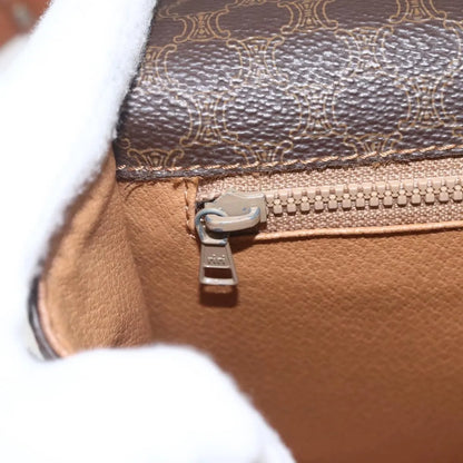 Celine Vintage Macadam Canvas and Leather, Brown, Canvas, Shoulder Bag