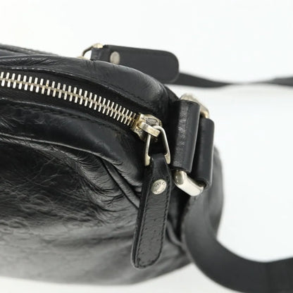 Gucci Front Zip Messenger Guccissima Leather, Black, Leather, Shoulder Bag