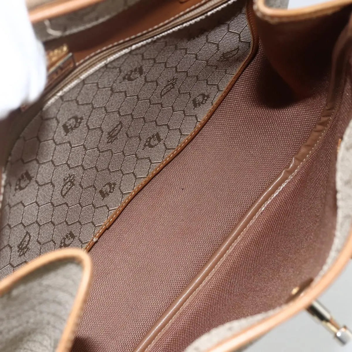 Christian Dior Vintage Honeycomb Canvas and Leather, Beige, Canvas, Shoulder Bag