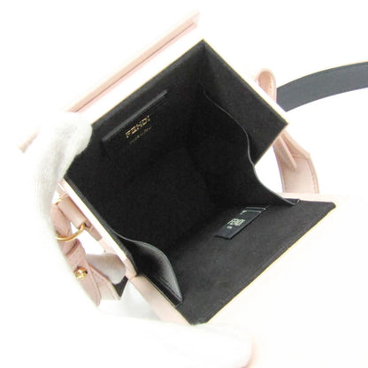 Fendi Logo Vertical Box Leather, Pink, Leather, Shoulder Bag