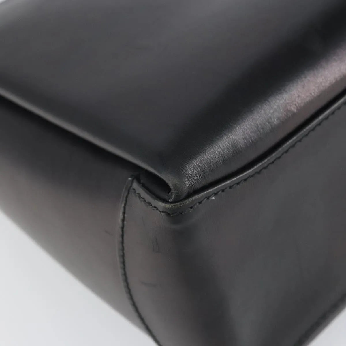 Gucci Vintage Convertible Box Leather, Black, Leather, Handbag