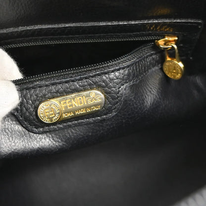 Fendi Vintage Dome Satchel Leather, Black, Leather, Handbag