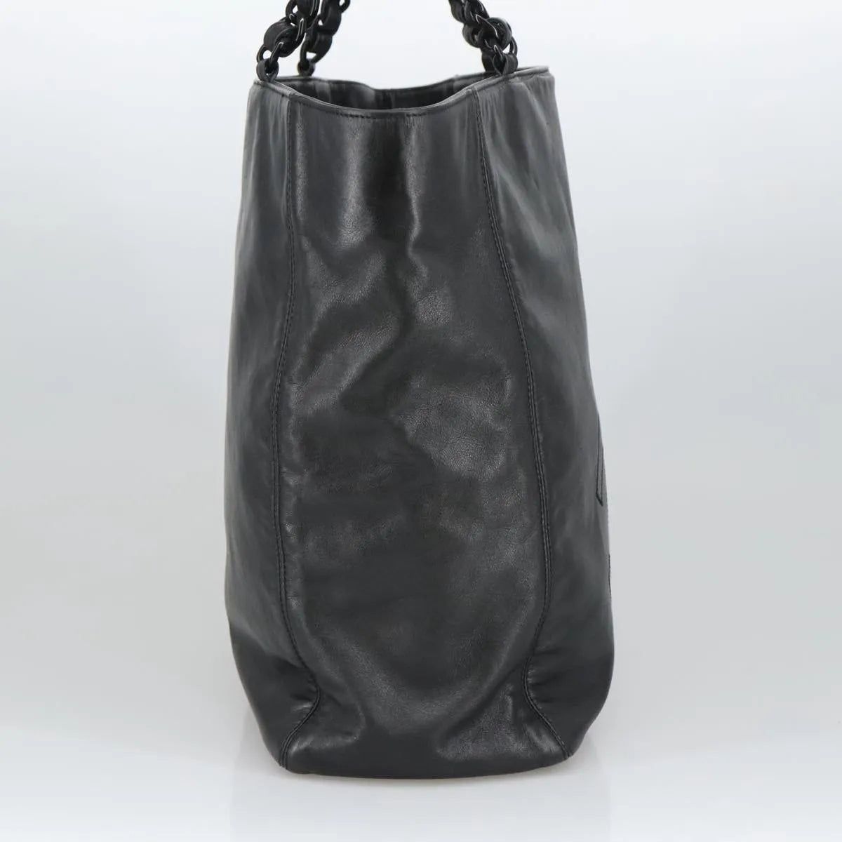 Chanel Vintage CC Resin Chain Tote Leather, Black, Leather, Tote Bag