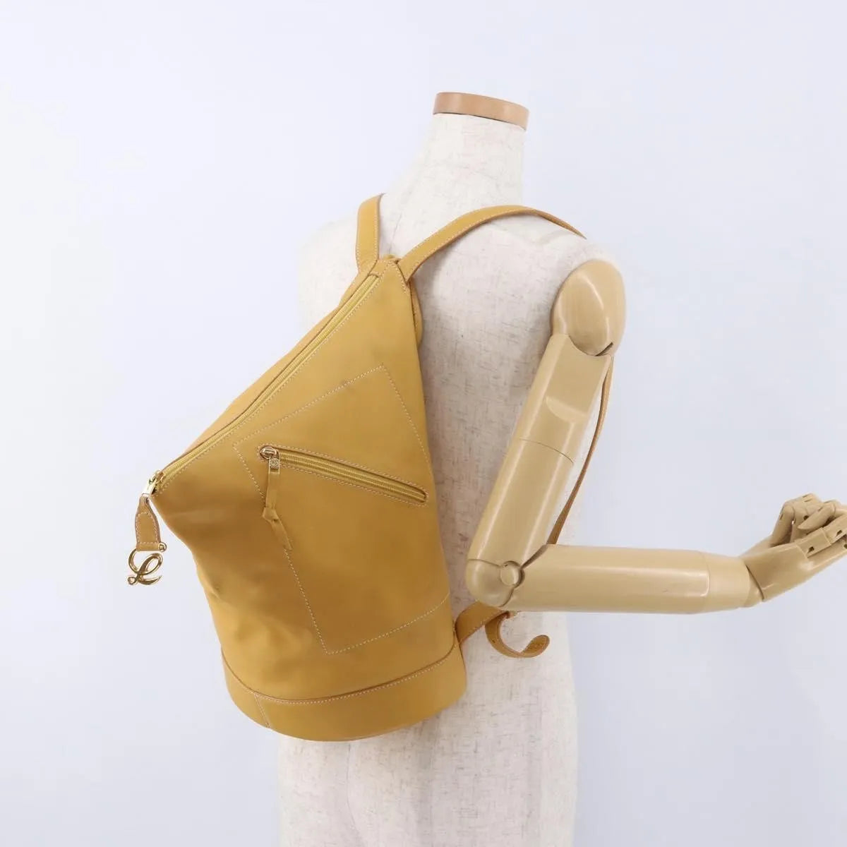 Loewe Anton Leather, Yellow, Leather, Backpack