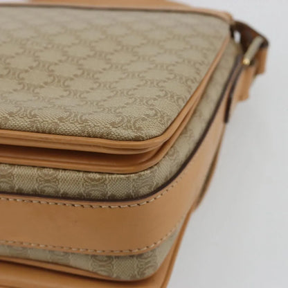 Celine Vintage Macadam Canvas and Leather, Beige, Canvas, Shoulder Bag