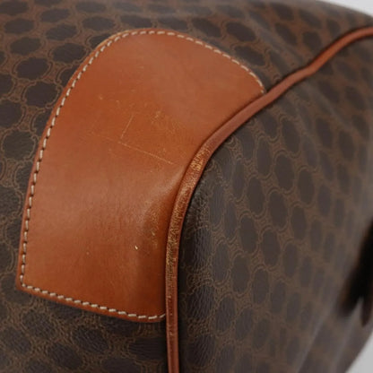 Celine Vintage Duffle Canvas and Leather, Brown, Canvas, Travel Bag