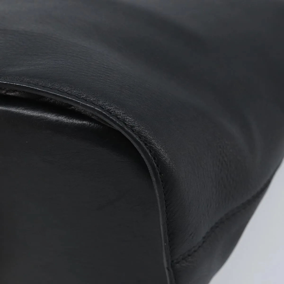 Celine Circle Logo Leather, Black, Leather, Handbag