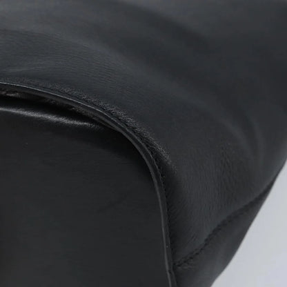 Celine Circle Logo Leather, Black, Leather, Handbag