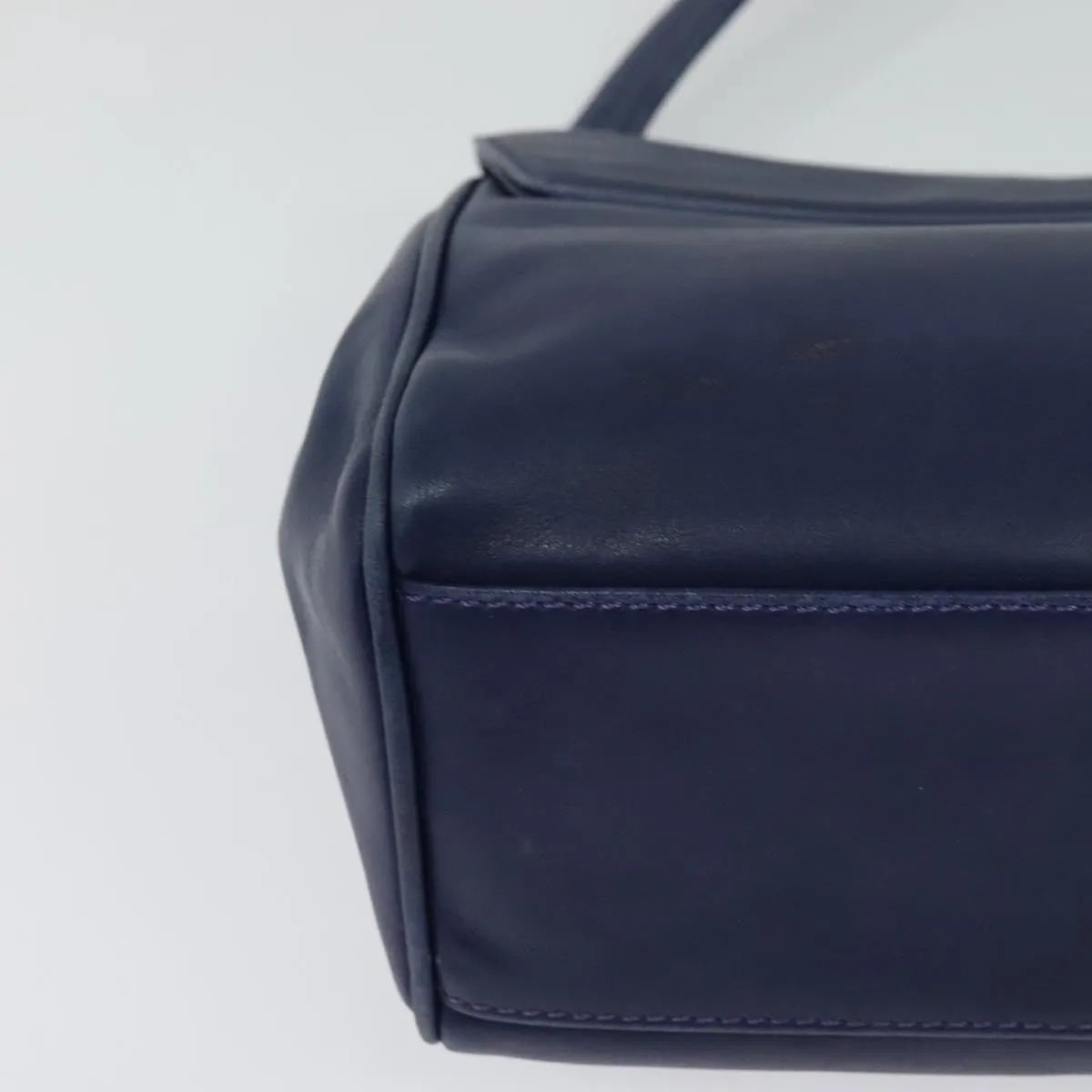 Celine Circle Logo Leather, Navy, Leather, Shoulder Bag