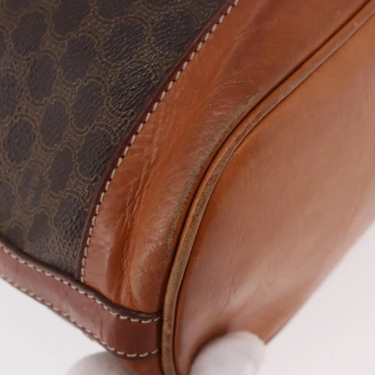 Celine Macadam Bucket Bag Canvas and Leather, Brown, PVC, Crossbody Bag