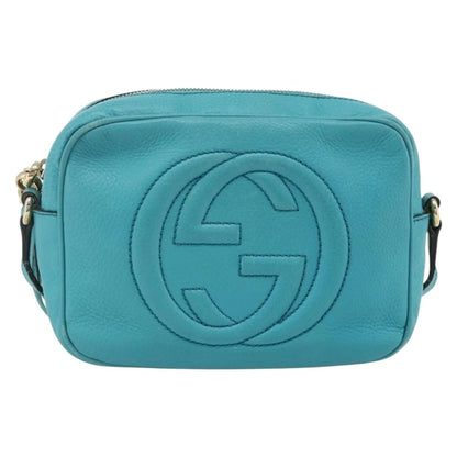 Gucci Soho Disco Leather, Blue, Leather, Shoulder Bag