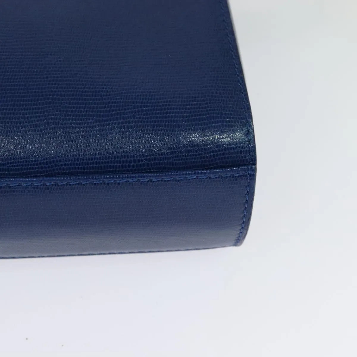 Celine Vintage Circle Logo Leather, Blue, Leather, Shoulder Bag