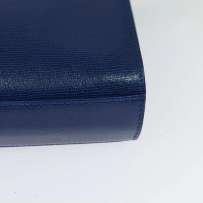Celine Vintage Circle Logo Leather, Blue, Leather, Shoulder Bag