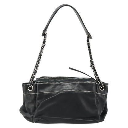 Chanel CC Shoulder Bag Leather, Black, Leather, Handbag